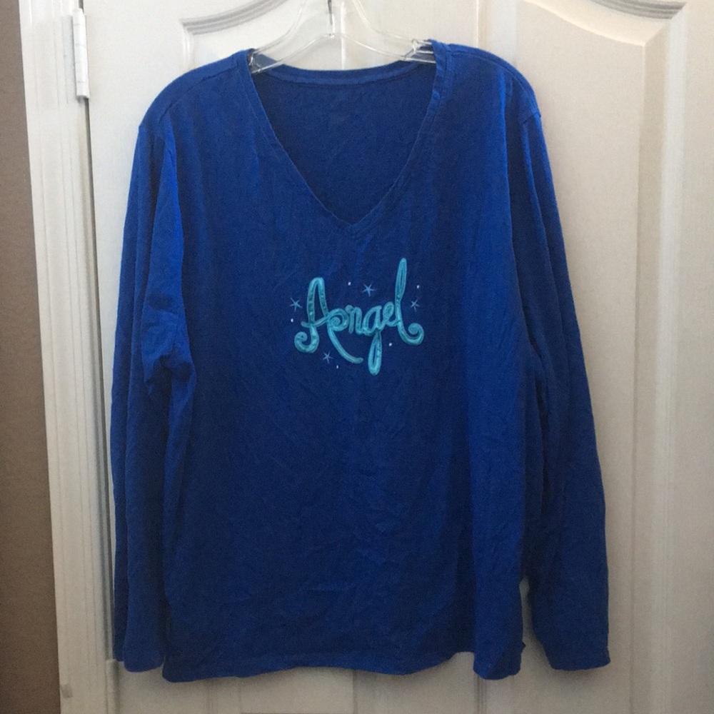 FINAL MARKDOWN Ladies” Embroidered Angel LS Tee (3X 22W/24W)